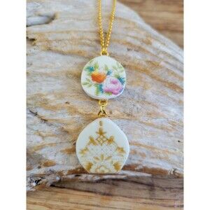 Broken China Double Pendant Necklace with Chain